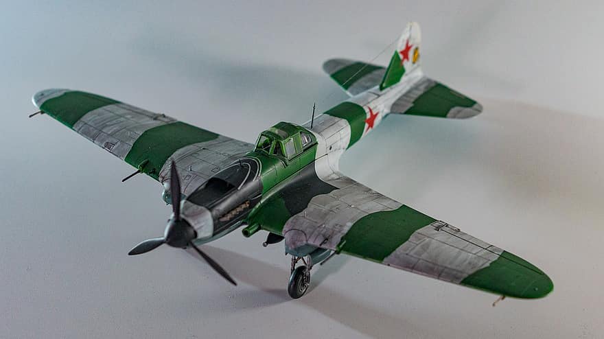 avião, brinquedo, Il-2, Sturmovik, modelagem, miniatura, revell, plástico, feito â mão, passatempo, histórico