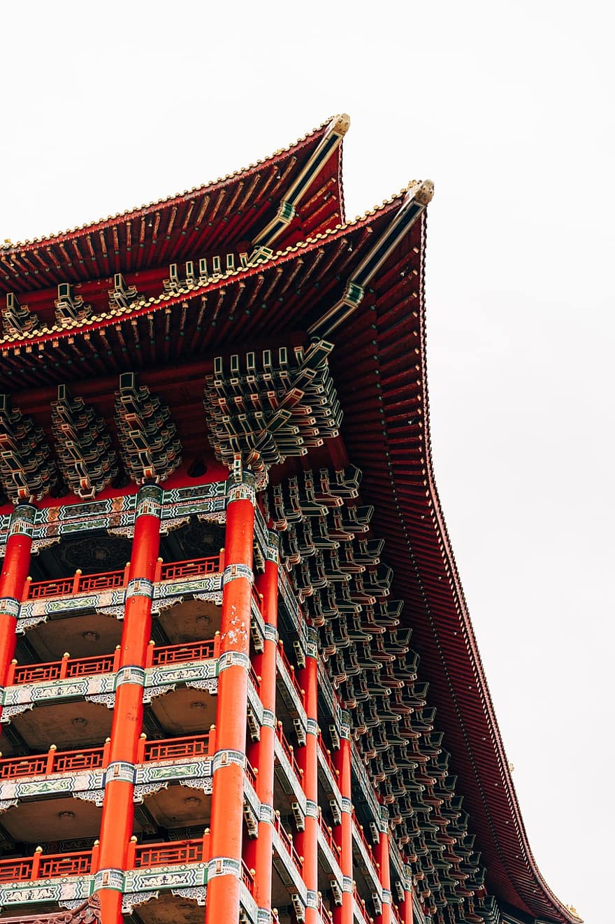 pagoda, ázsiai építészet, tető, utazás, Taipei, Kína, építészet, Ázsia, épület