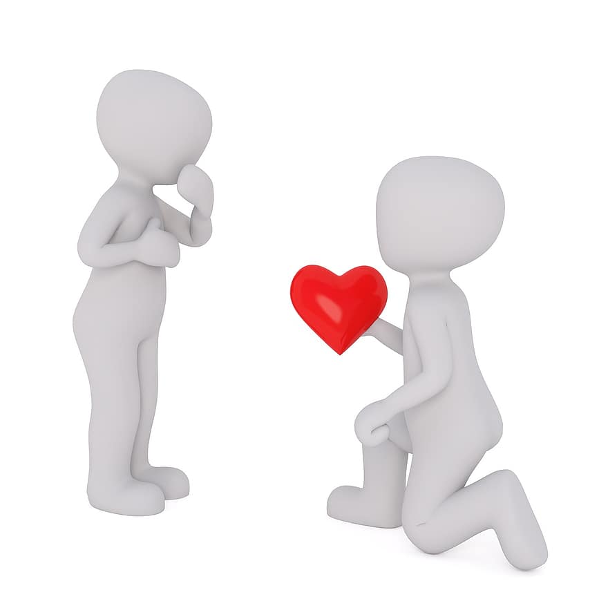 Valentino diena, meilė, širdis, balionas, atvirukas, kartu, 3d žmogus, 3D modelis, baltas vyras, 3dman eu