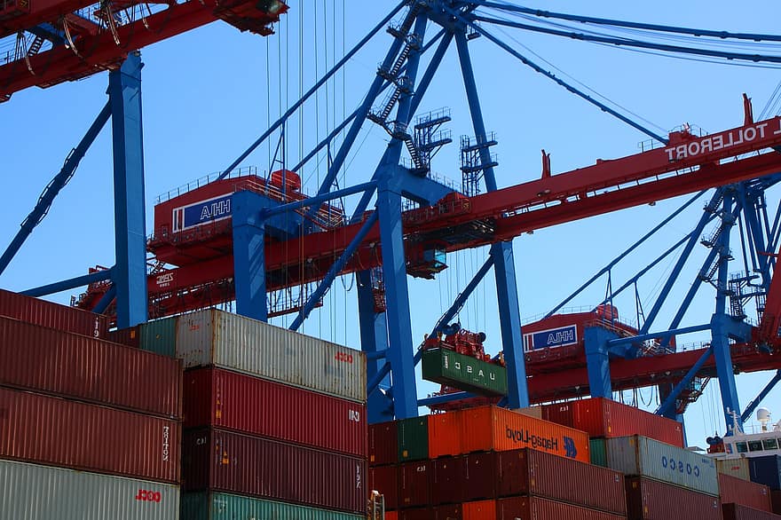 konteyner, Liman, gemi, vinç, Hamburg, kargo, yük gemisi, trafik, sanayi, lojistik, ihracat