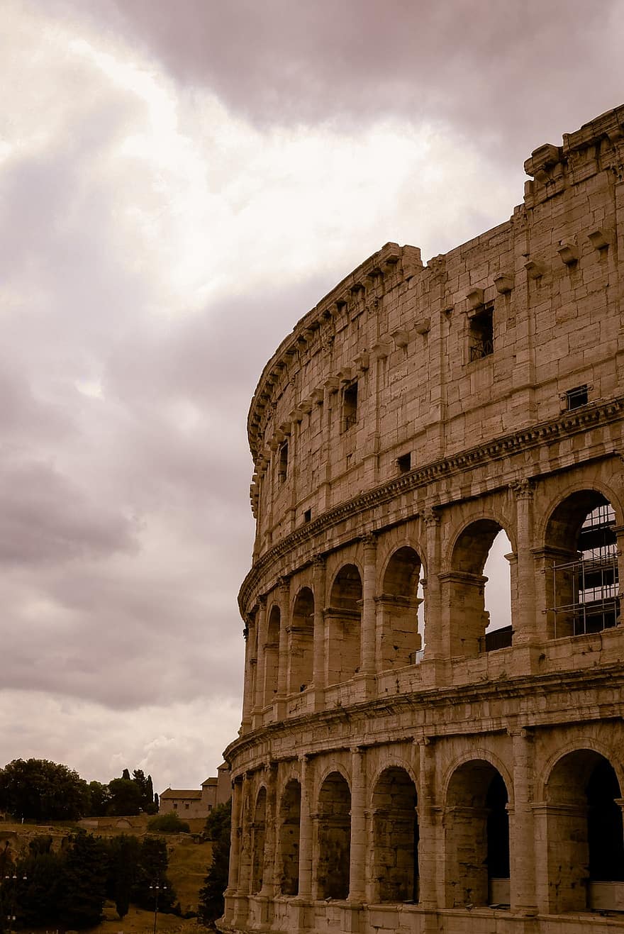 Colosseum, roomalainen, amfiteatteri, rauniot, Rooma, historiallinen, muinainen, maamerkki, kuuluisa paikka, arkkitehtuuri, historia