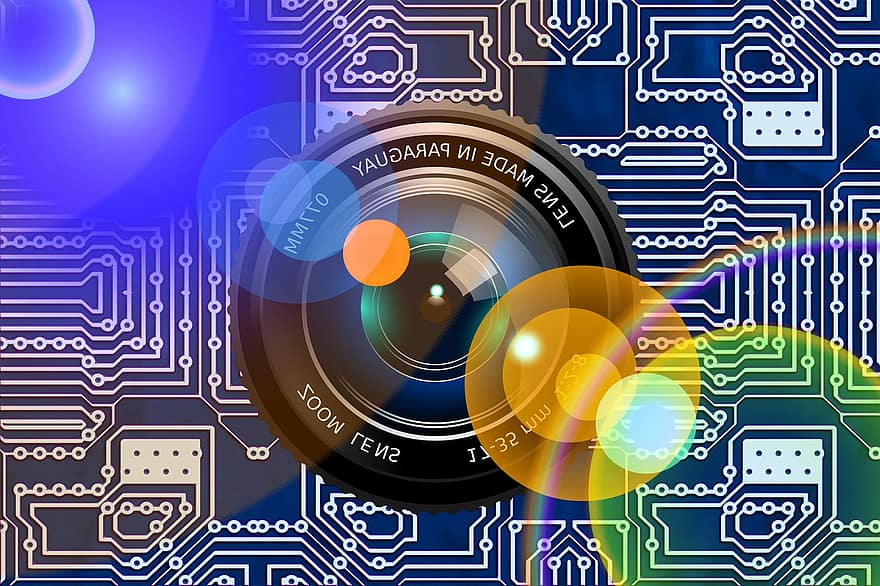 lente, registrazione, fotografia, foto, telecamera, tecnologia, digitale, mano, tiro, mirroring, tavola