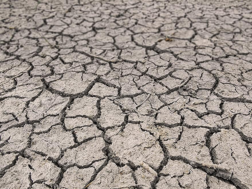 가뭄, 바닥, 균열, 메마른, 기후