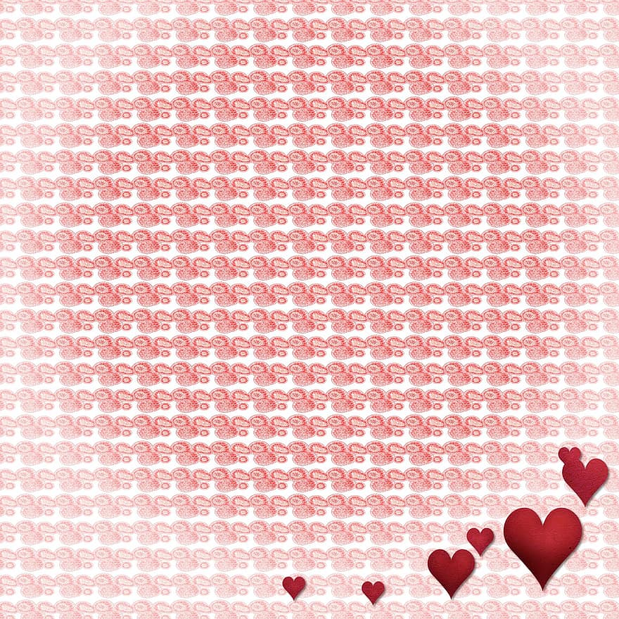 achtergrond, papier, scrapbooking, behang, rood, hart-, liefde, Valentijn