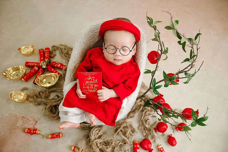 Vietnam, bebé, retrato, niño, linda, infancia, regalo, pequeña, alegre, felicidad, celebracion