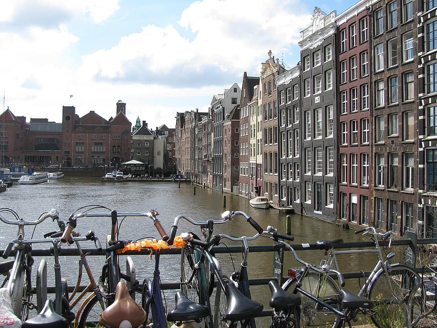 Амстердам, пътуване, туризъм, велосипеди, цикли, канал