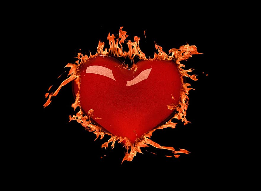 cor, flama, foc, amor, cremar, infern, marca, dia de Sant Valentí, heiss, brillant, fons