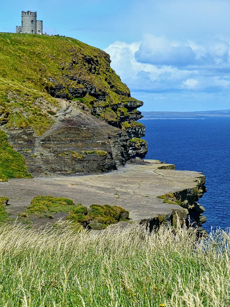 falaise, île, fort, côte, région sauvage, en plein air, paysage