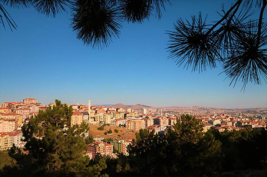 Ankara, by, hus, bolig, cami, Tyrkia, bybildet, utsikt, landskap