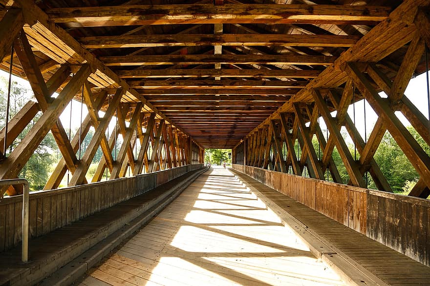 Ponte Rott, neuhaus am inn, panorama, Ponte de madeira, Natal, idílico, natureza, arquitetura, madeira, ponte, indústria de construção
