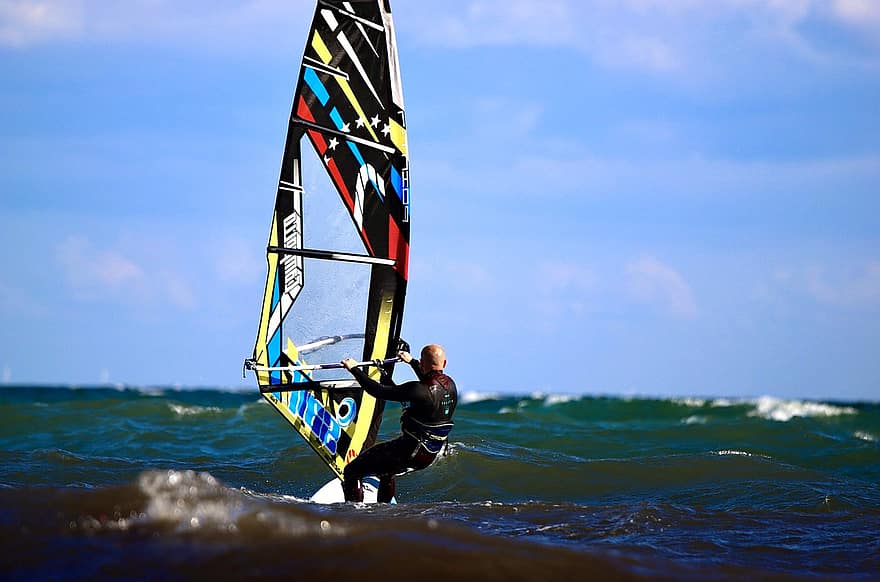 het windsurfen, watersport, zee, golven, vrije tijd, recreatie, avontuur