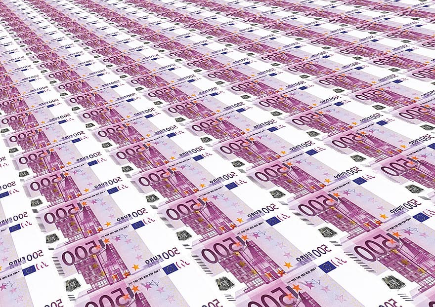 Насичення грошей, 500 євро, євро, стек, гроші, валюта, 500, знак євро, доларовий рахунок, векселі, паперові гроші