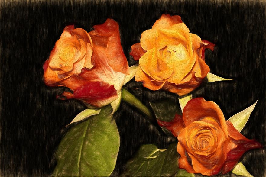 Painting, Oil Painting, Photo Painting, Flowers, Roses, Art, Artwork, Creative, Digital Art