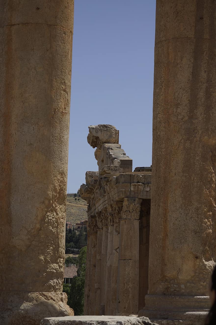 Baalbek, ruiner, libanon, Heliopolis, søjler, bacchus tempel, tempel, arkitektur, bygning, milepæl, roman