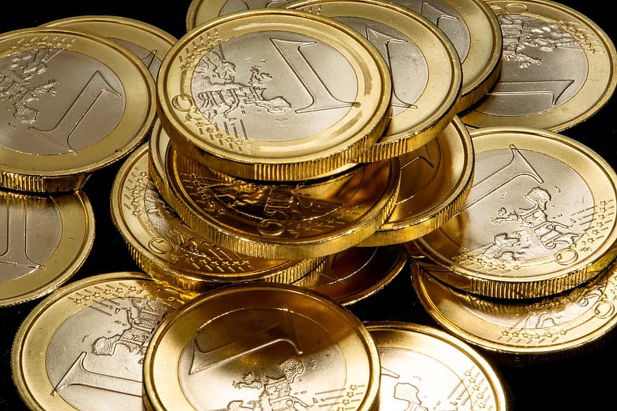 pengar, euro, mynt, valuta, besparingar, inkomst, budget, guldmynt