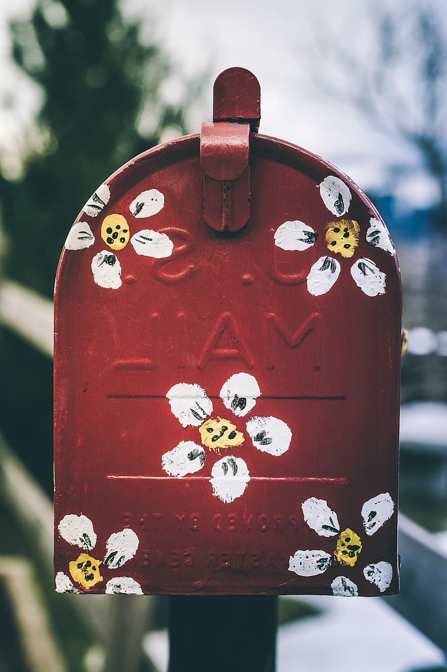 Letter Box, Post Office, Mailbox, Mail, flower, close-up, backgrounds, decoration, summer, wood, season