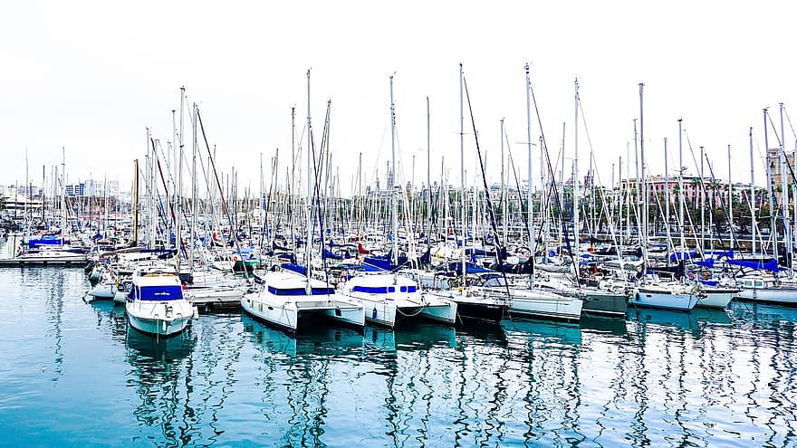 Yachts, Boats, Harbor, Berth, Port, Bay, Sea, Ocean, Water, Reflection