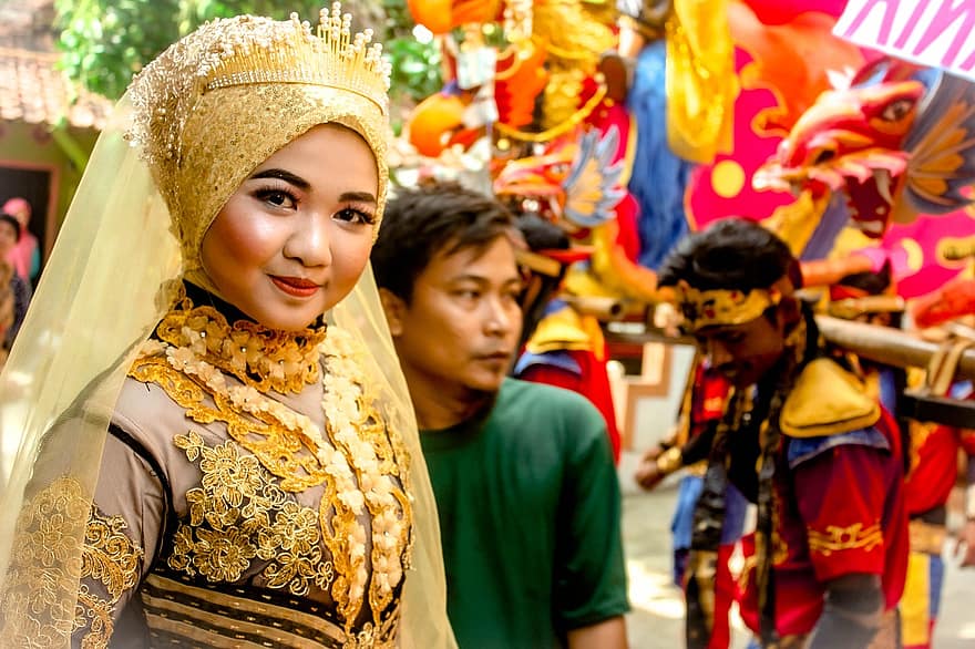女性、スマイル、面、ハッピー、文化、アジア、農村、若い、幸福、インドネシア語