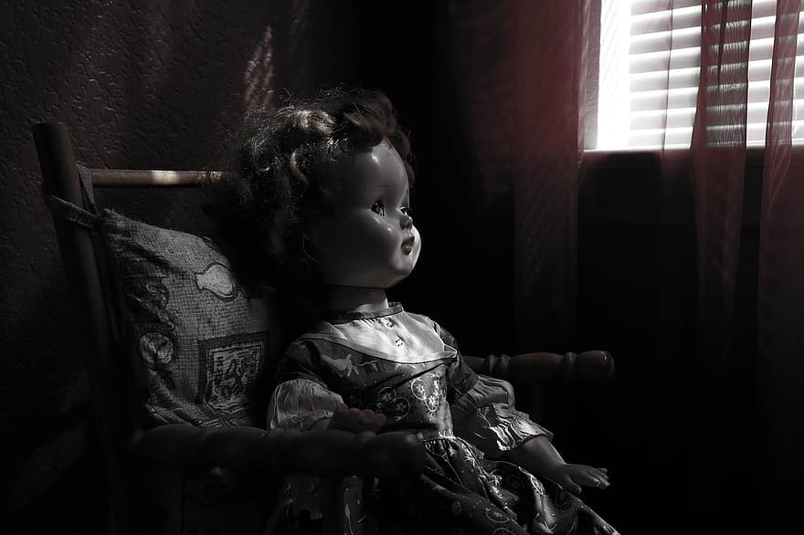Bambola, raccapricciante, pauroso, giocattolo, vecchio, orrore, fantoccio, misterioso