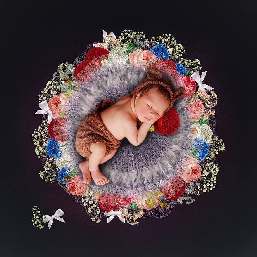 Flowers, Bloom, Roses, Digital Background, Cute, Romantic, Design, Rose, Baby, Newborn, Background