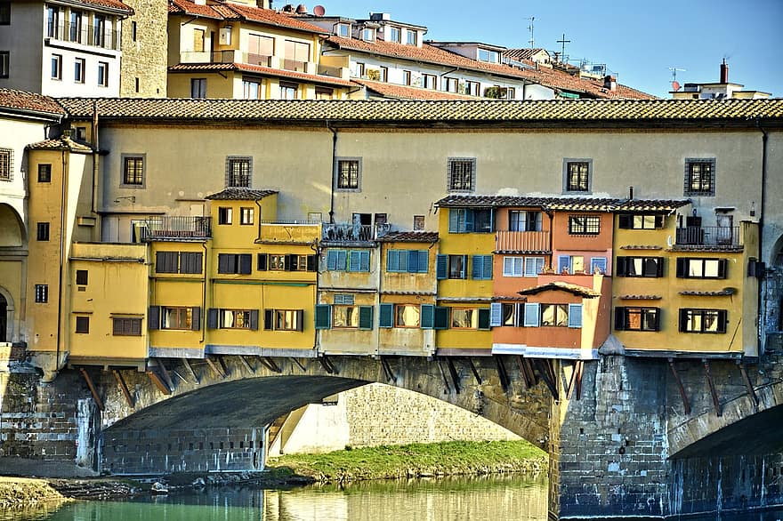 Firenze, híd, építészet, város, Olaszország, Európa, utazás, híres hely, városkép, épület külső, épített szerkezet