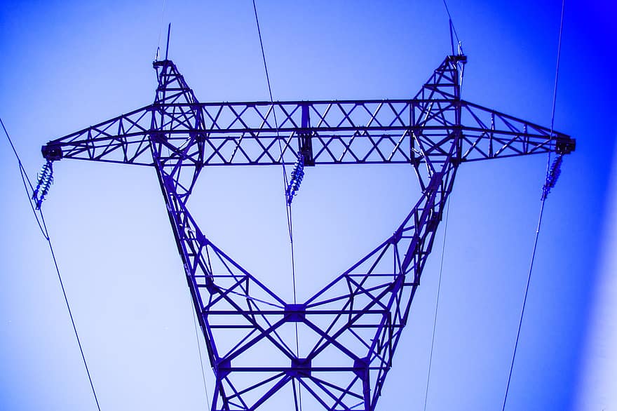 torre di trasmissione, cavi, elettricità, pilone, linea elettrica aerea, torre di potere, pilone dell'elettricità, struttura