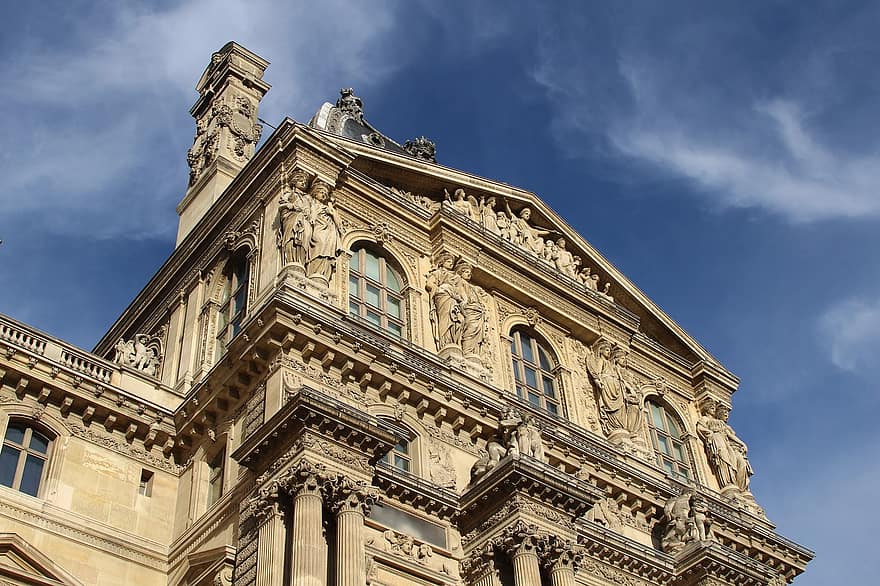 Muzeum w Luwrze, architektura, Francja, Luwr, punkt orientacyjny, Paryż, żaluzja
