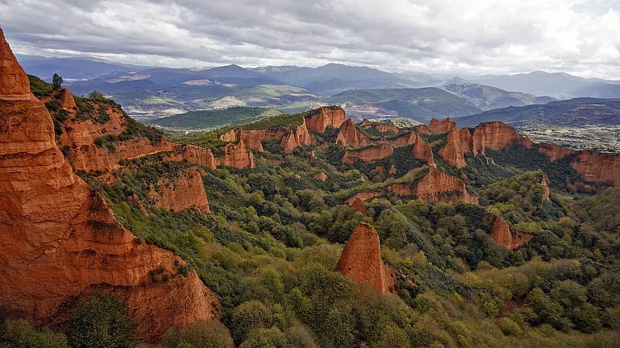 las medulas, Espanha, montanhas, natureza, cenário, panorama, rochas, local de mineração, histórico