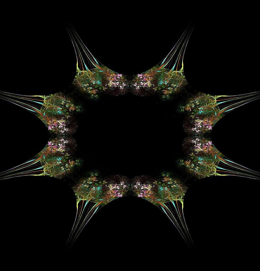 fractal, flor, ramalhete, quadro, Armação, verde, quadro de imagem, ornamentado