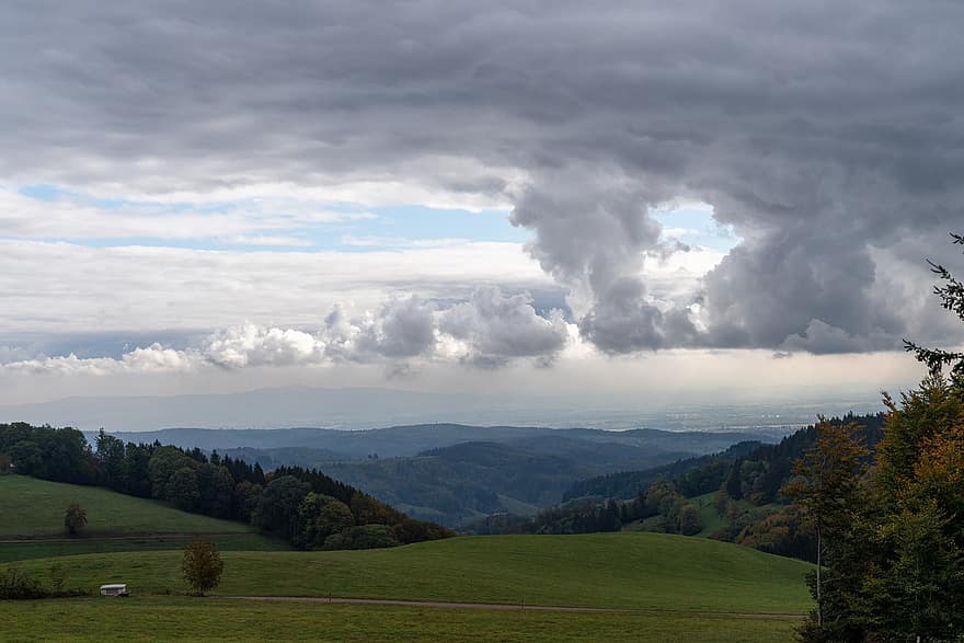 Baden-Wuerttemberg, Munte, Germania, Emmendingen, Freiamt, cer, raze de soare, oraș, pădure, rural, luncă