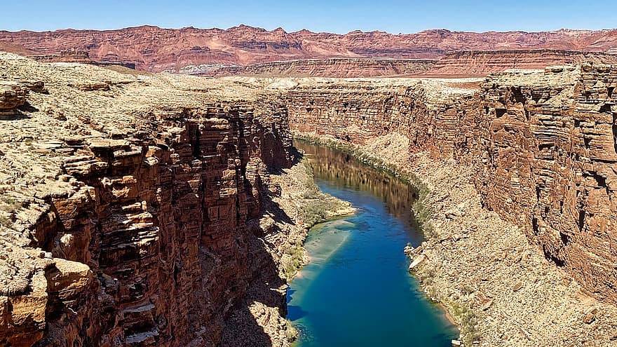 upė, vanduo, gorge, smiltainis, peizažas, utah, arizona, kanjonas, pobūdį, kraštovaizdį, vaizdingas