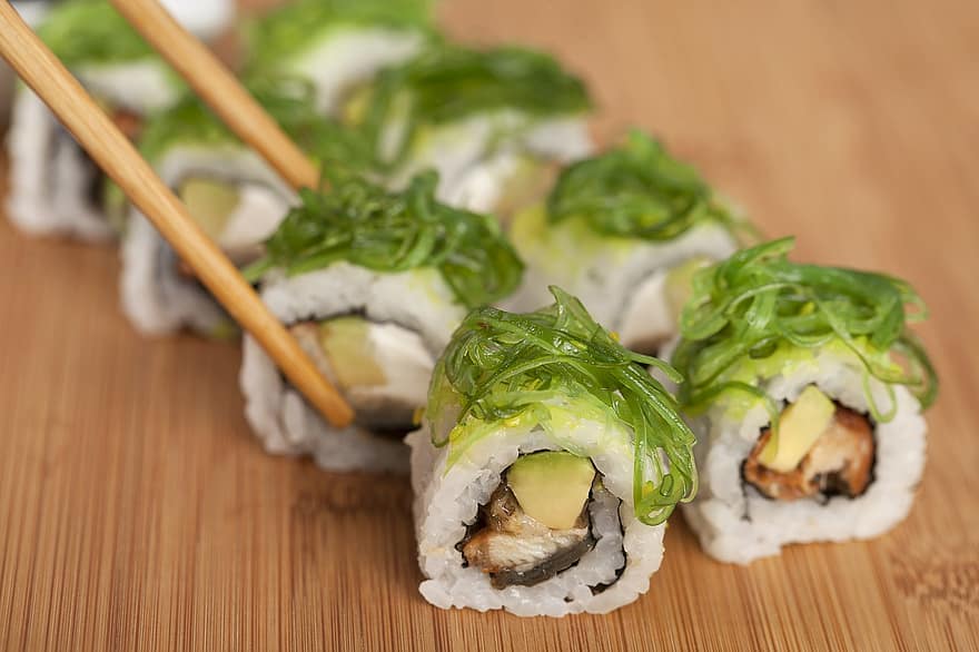 sushi, peix, rodar, arròs, menjar, japonès, restaurant, saludable, asiàtic, cuina