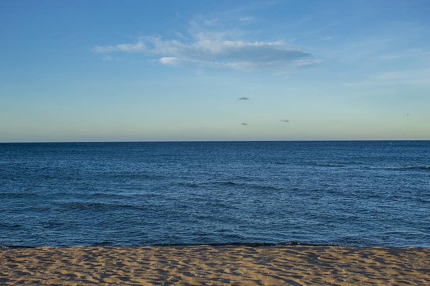 zee, strand, zand, kust, kust-, kustlijn, oceaan, water, zeegezicht, horizon, hemel