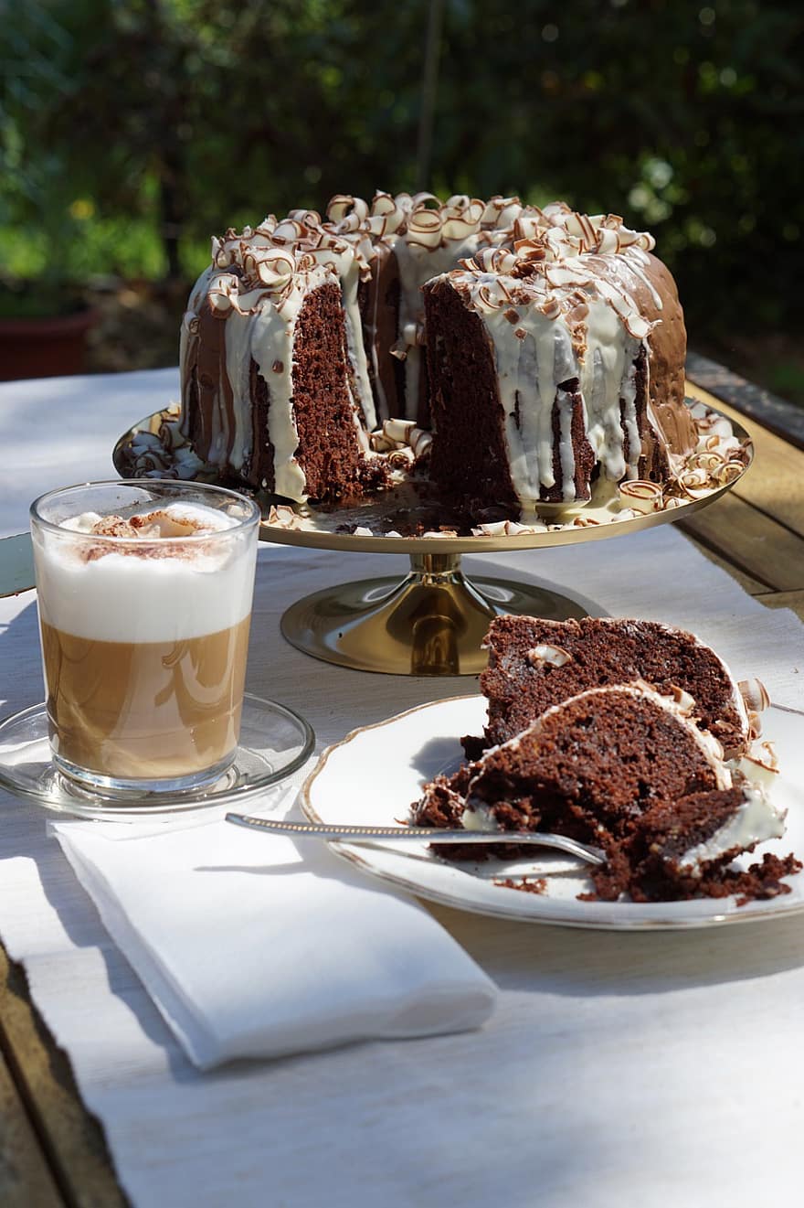 κέικ, καφές, σοκολατένιο κέικ, παντεσπάνι, επιδόρπια, φαγητό, γλυκα