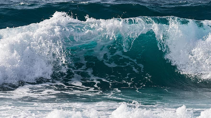 hav, bølge, spray, skum, smadre, vand, blå, surf, sommer, sprøjt, våd