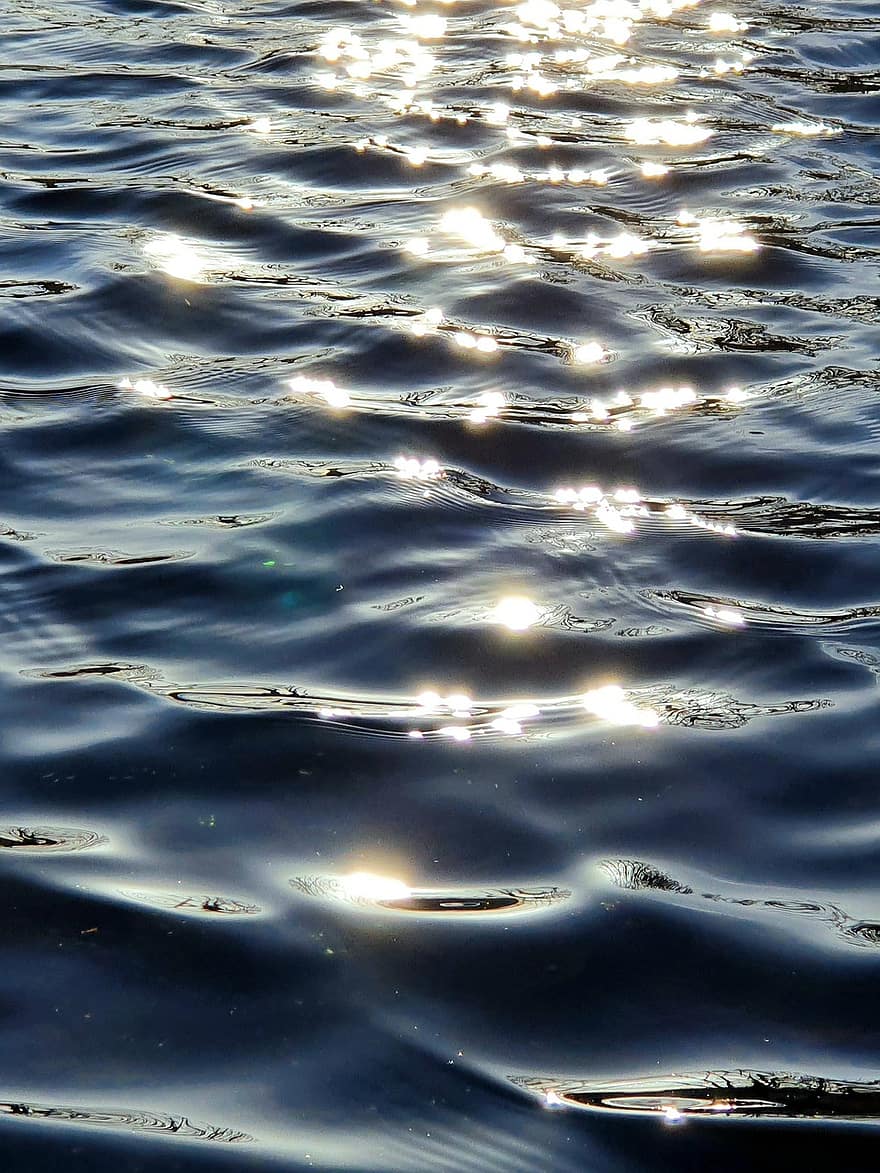 Water, Sun, Waves, Sparkle, Glitter, Fall, wave, backgrounds, blue, summer, reflection