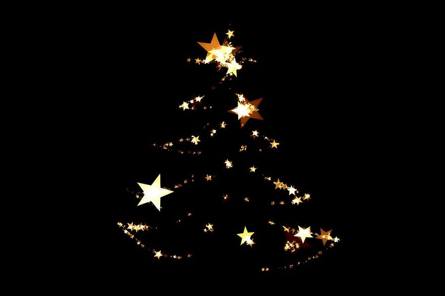 Nadal, arbre de Nadal, resum, decorat, fons, motiu, estrella, advent, decoració, targeta de Nadal, hora de nadal