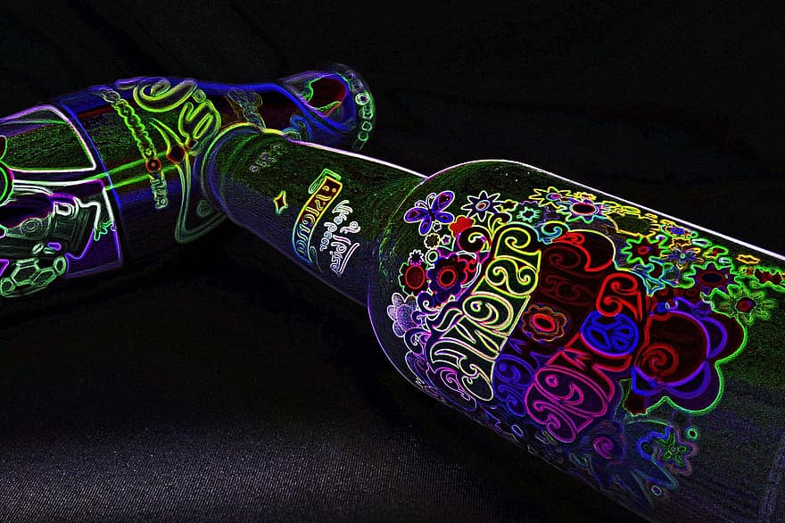 Bottles, Neon, Colors, Pub, Cafeteria, Bar, Drinks