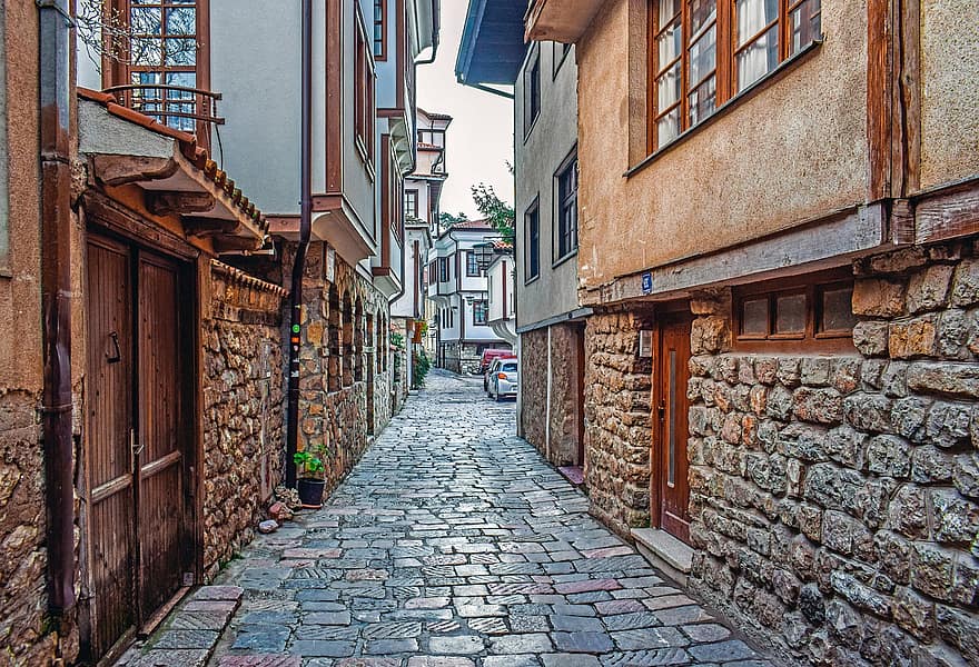 by, gate, landsby, Ohrid, Nord-Makedonia, arkitektur, bygge eksteriør, historie, gammel, kulturer, bygget struktur