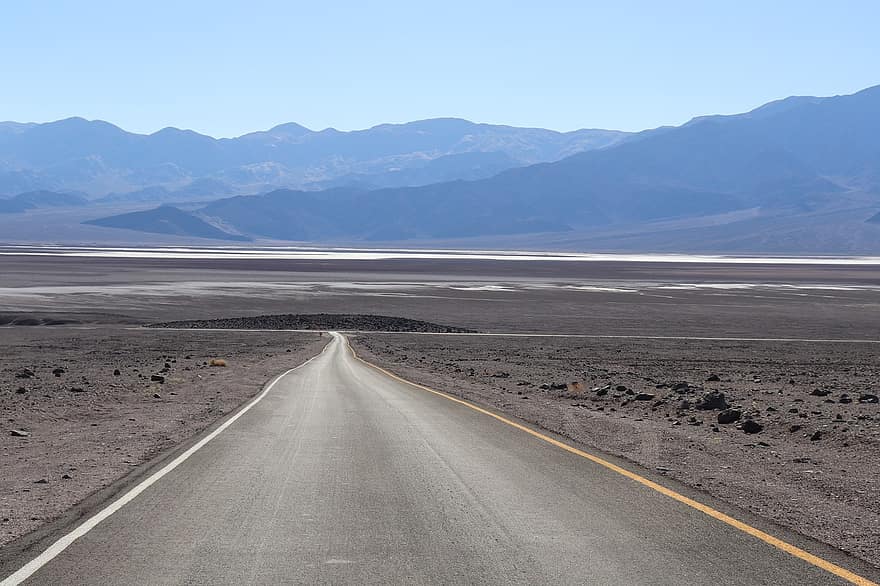 道路、砂漠、デスヴァレー、カリフォルニア、ドライ、ネバダ、乾燥、風景