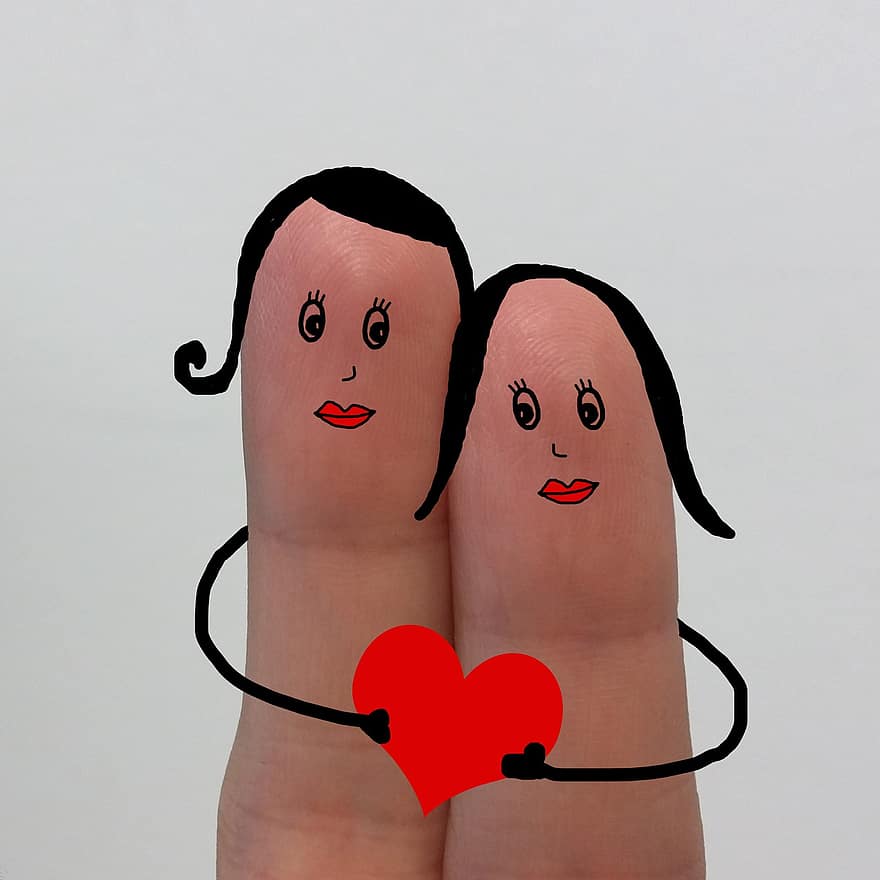 Finger, Zeichnung, Liebe, Paar, Herz, Herzen, rot, Smilies, Valentinstag, Engagement, Freunde