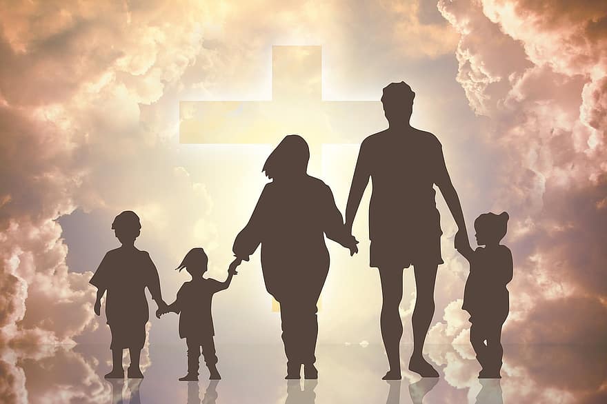familia, cruzar, fe, religión, padre, madre, niños, cohesión, comunidad, alegría, los padres