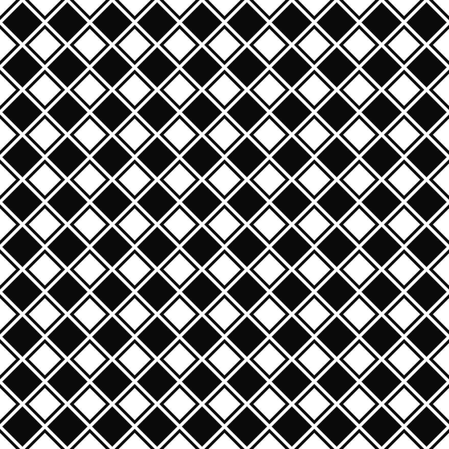 cuadrado, diagonal, modelo, sin costura, monocromo, en blanco y negro, patrón sin costuras, decorativo, diseño, fondo, negro