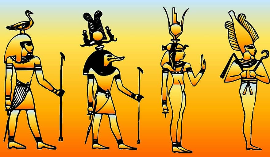 Αίγυπτος, σύμβολα, πορτοκάλι, φλόγα, χρωματιστά, ήλιος