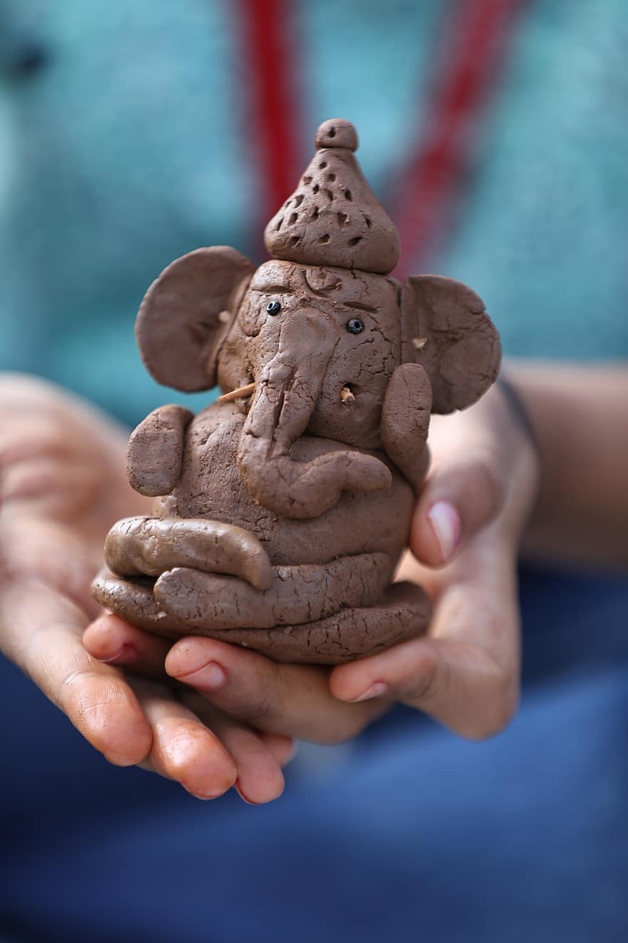 Ganesha, klei, symbool, beeldje, heer