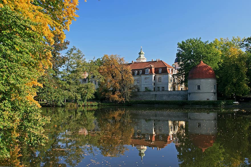 zamek, Rejon Drezna, Wiejski Zamek, kultura, budynek, zwiedzanie, saksonia, architektura, znane miejsce, jesień, historia