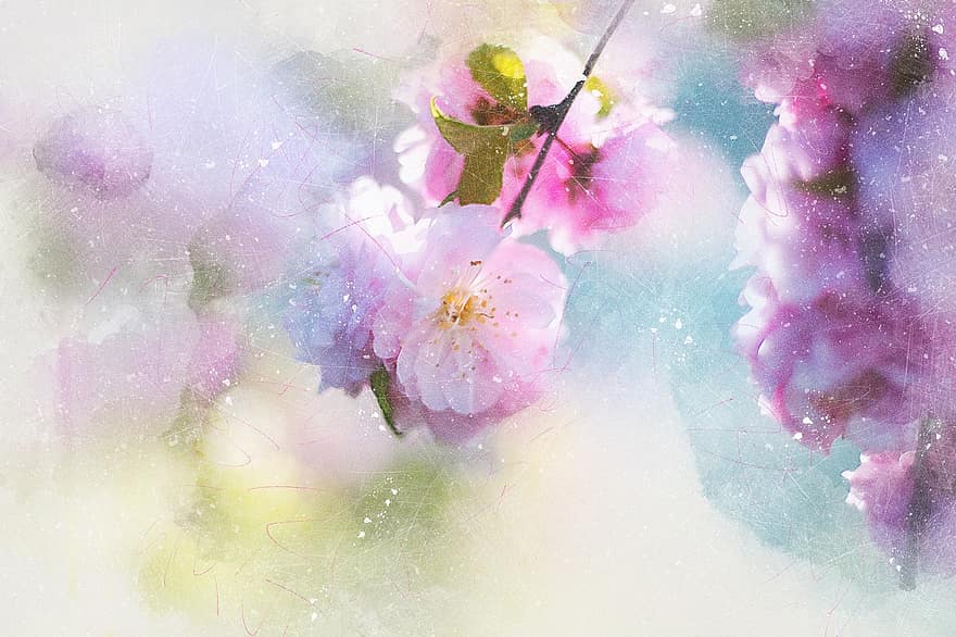 Flowers, Pink, Art, Abstract, Nature, Wedding, Watercolor, Vintage, Colorful, Spring, Romantic