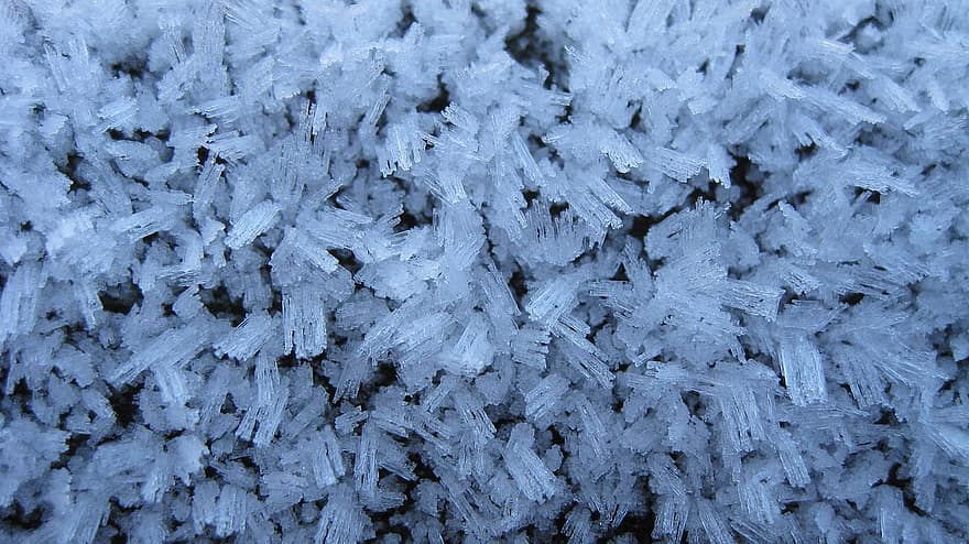 šalčio, ledo kristalai, žiemą, sniegas, rimtas, šalta