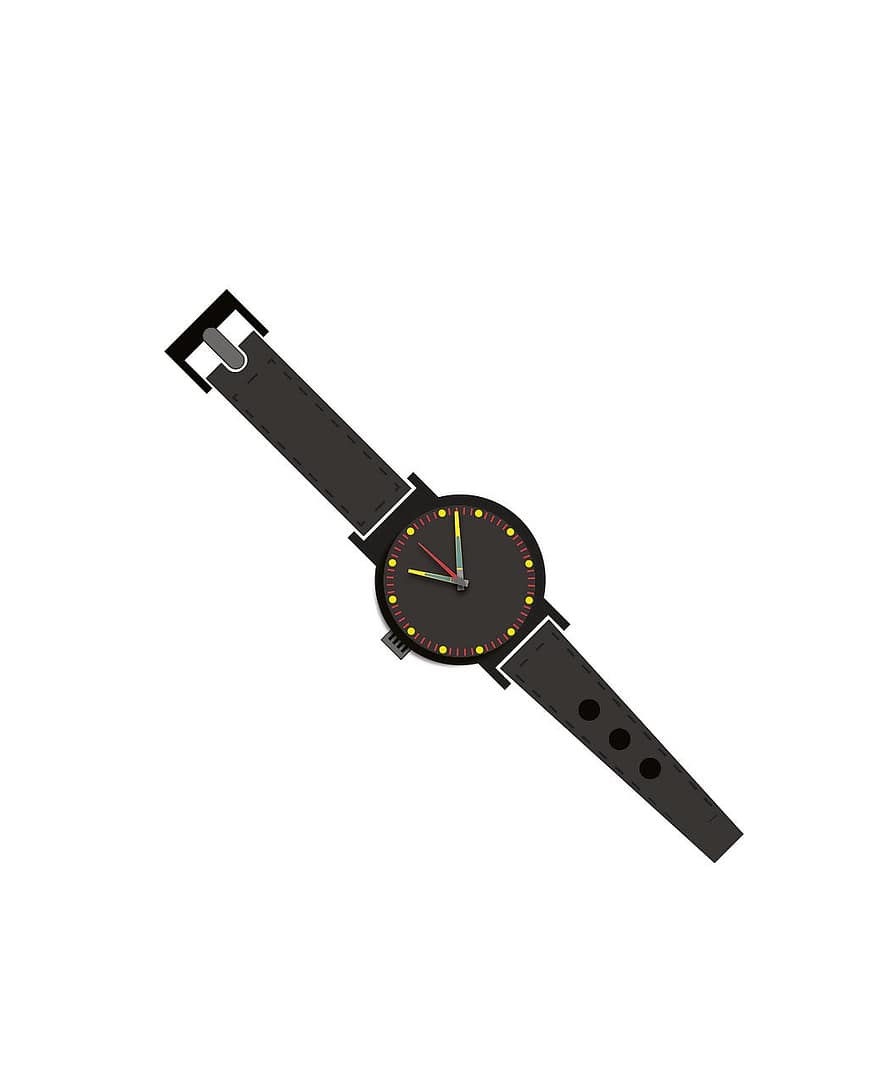 Wristwatch, Watch, Clock, Time, Drawing, vector, illustration, symbol, icon, sign, design