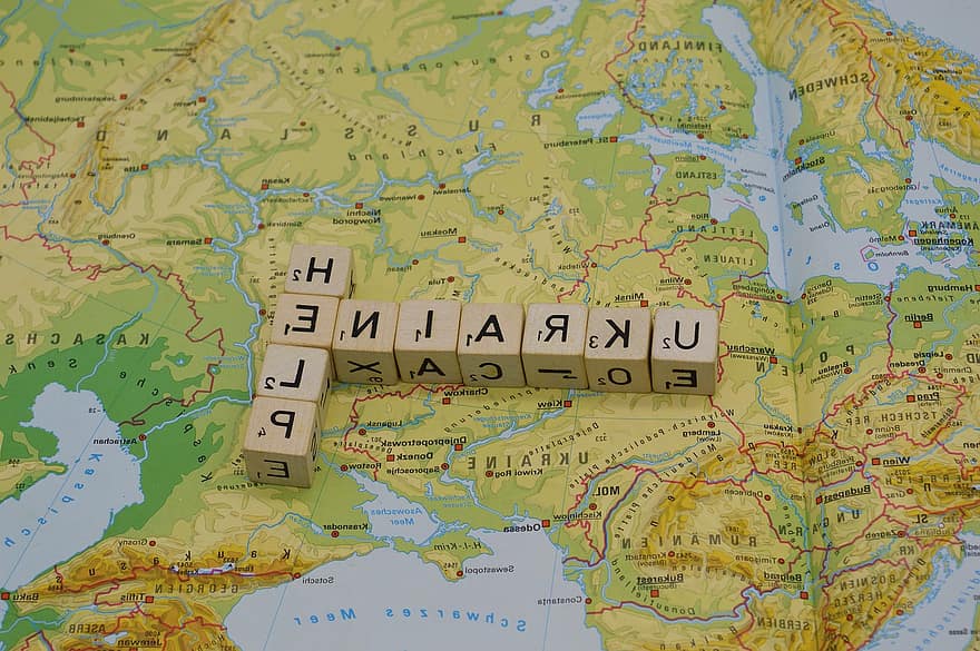 Kart over Europa, Ukraina, bokstaver, solidaritet, hjelp, konflikt, samhold, sammen, Hjelpeorganisasjon, nødsituasjon, medfølelse